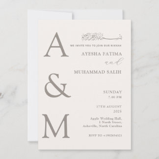 Modern Elegant Minimalist Islamic Nikkah Wedding Invitation