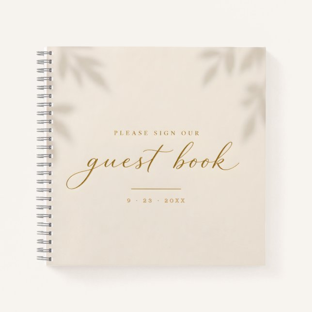 Modern Elegant Minimalist Ivory Wedding Guest Book (Front)