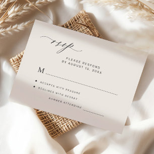 Modern elegant minimalist ivory wedding RSVP card
