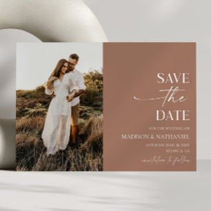 Modern Elegant Minimalist Mocha Mousse Wedding  Save The Date