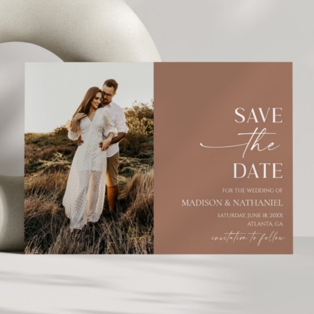 Modern Elegant Minimalist Mocha Mousse Wedding  Save The Date (Creator Uploaded)