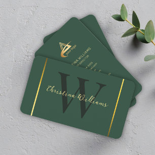 Modern Elegant Minimalist Monogram Marketing Business Card