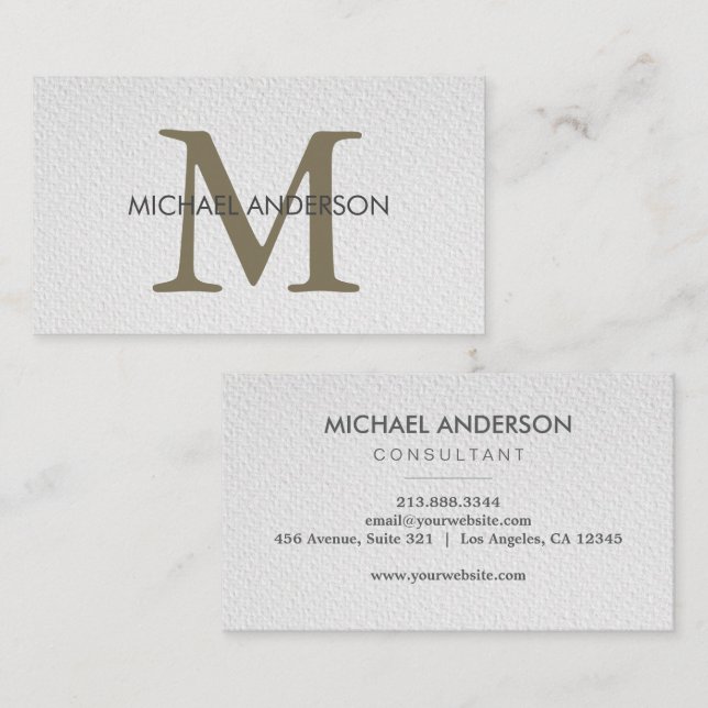 Modern Elegant Minimalist Monogram Professional Business Card (Front/Back)