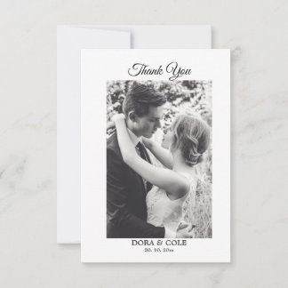 Modern Elegant Minimalist Photo Black & White Thank You Card