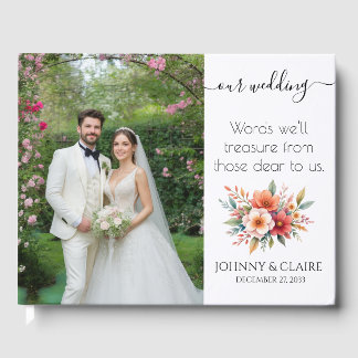 Modern Elegant Minimalist Photo Wedding Guest Book