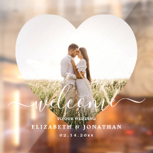 Modern Elegant Minimalist Photo Wedding Welcome Window Cling