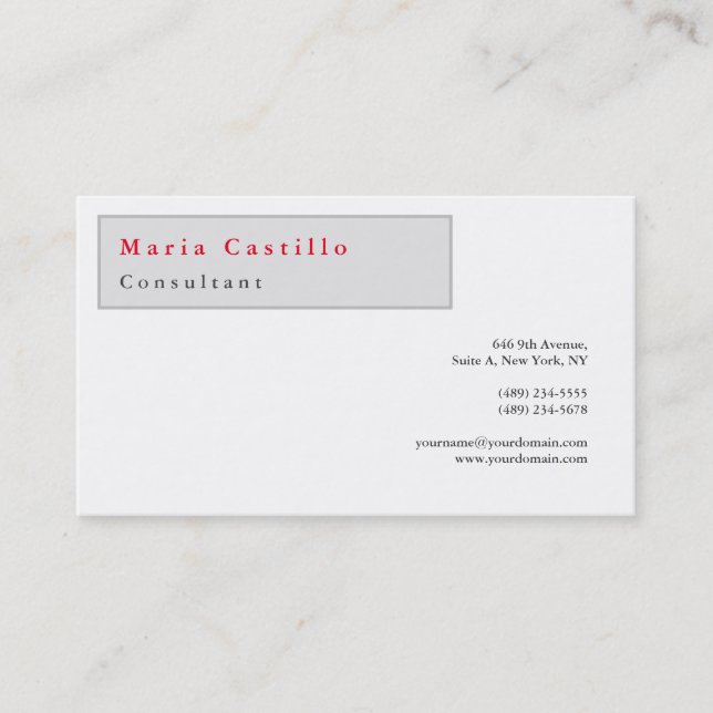 Modern Elegant Minimalist Plain Business Card (Front)