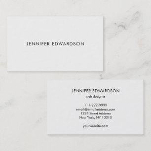 Modern elegant minimalist plain white professional business card