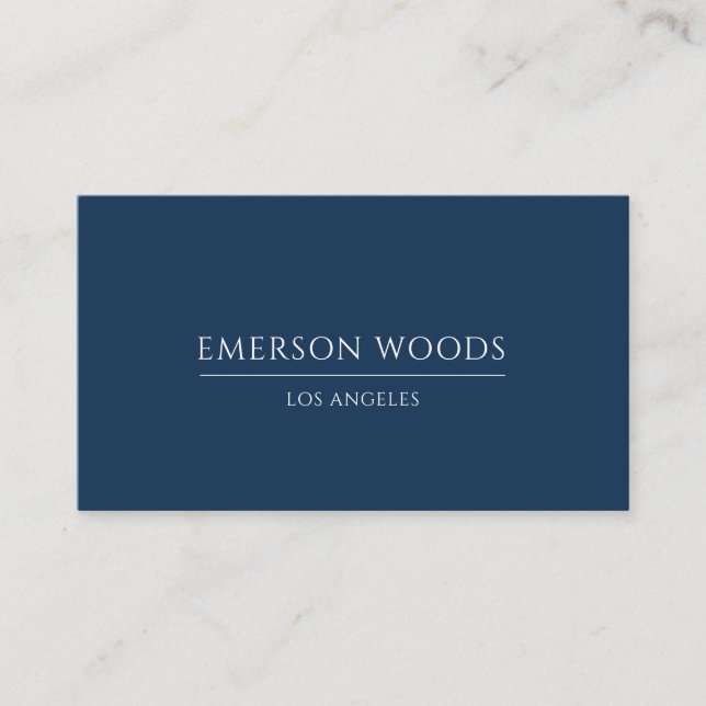 Modern Elegant Minimalist Professional Navy Blue Business Card (Front)