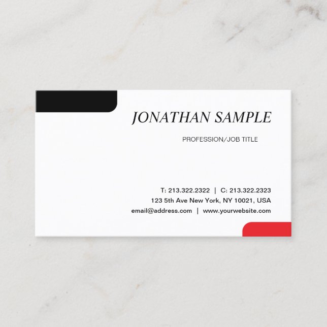Modern Elegant Minimalist Professional Plain Busin Business Card (Front)