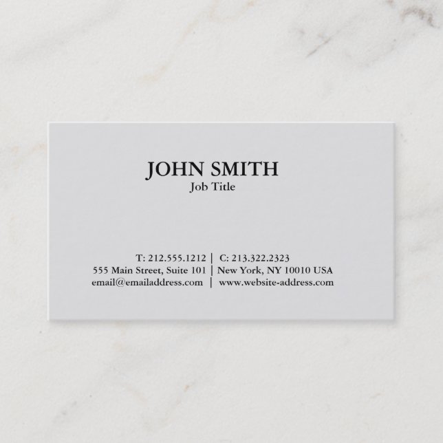 Modern Elegant Minimalist Professional Plain Busin Business Card (Front)