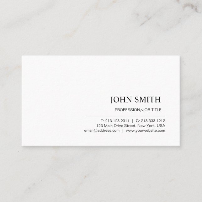 Modern Elegant Minimalist Professional Plain Business Card (Front)