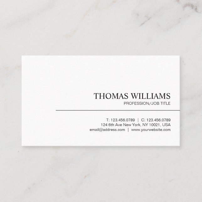 Modern Elegant Minimalist Professional Plain Business Card (Front)