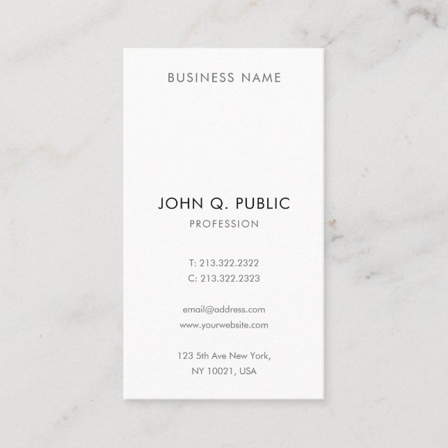 Modern Elegant Minimalist Professional Vertical Business Card (Front)