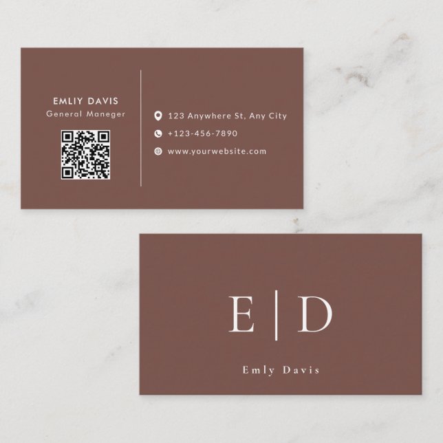 Modern Elegant Minimalist QR Code Business Card (Front/Back)