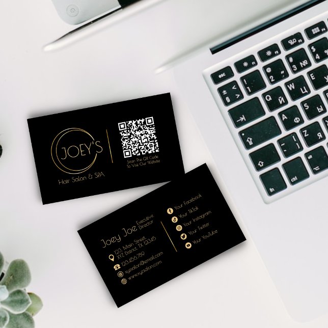 Modern Elegant Minimalist QR Code Business Card  (Creator Uploaded)