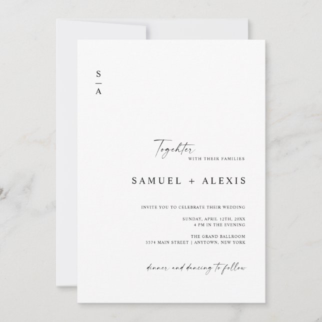 Modern Elegant Minimalist QR Code Photo Wedding Invitation (Front)