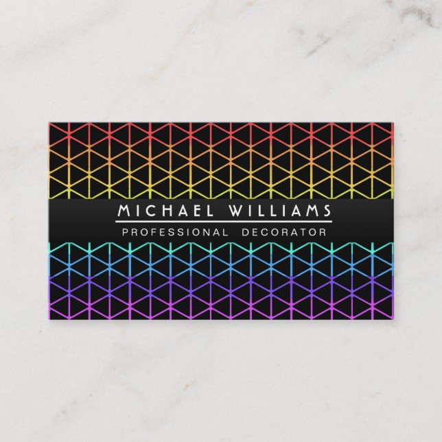 MODERN ELEGANT MINIMALIST RAINBOW DECORATOR BUSINESS CARD (Front)