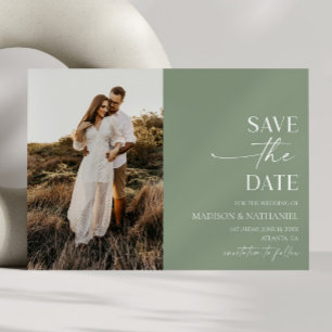 Modern Elegant Minimalist Sage Green Wedding  Save The Date
