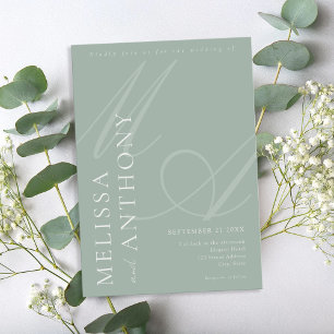 Modern Elegant Minimalist Sage Wedding Invitation
