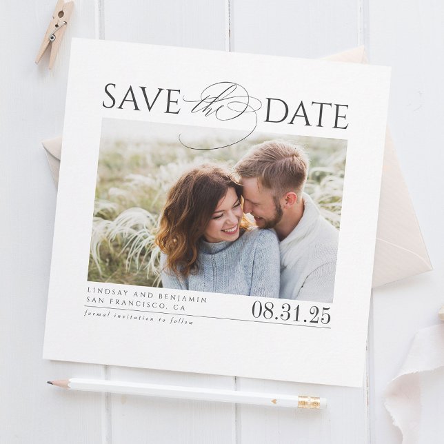 Modern Elegant Minimalist Save the Date Photo (Creator Uploaded)