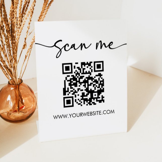 Modern Elegant Minimalist Scan Me QR Code Pedestal Sign (Creator Uploaded)
