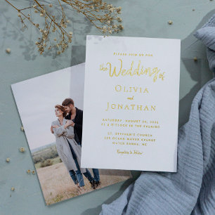 Modern Elegant Minimalist Script Photo Wedding