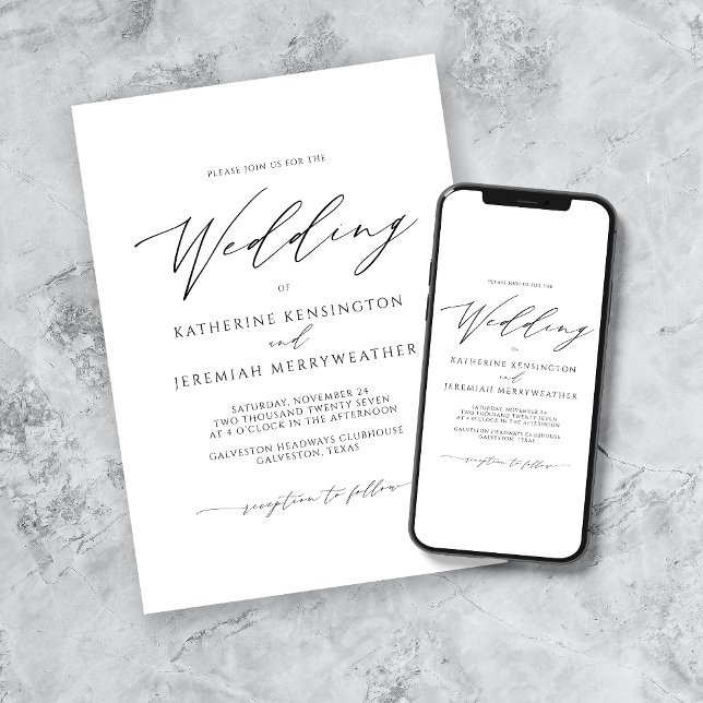 Modern Elegant Minimalist Script Wedding Invitation (Creator Uploaded)