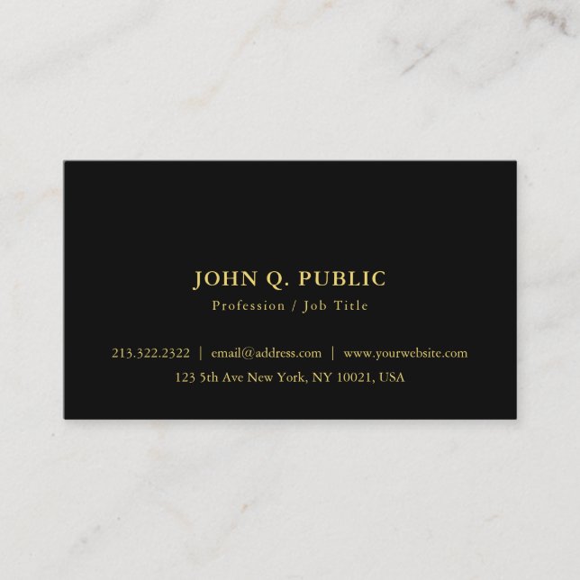 Modern Elegant Minimalist Simple Template Black Business Card (Front)
