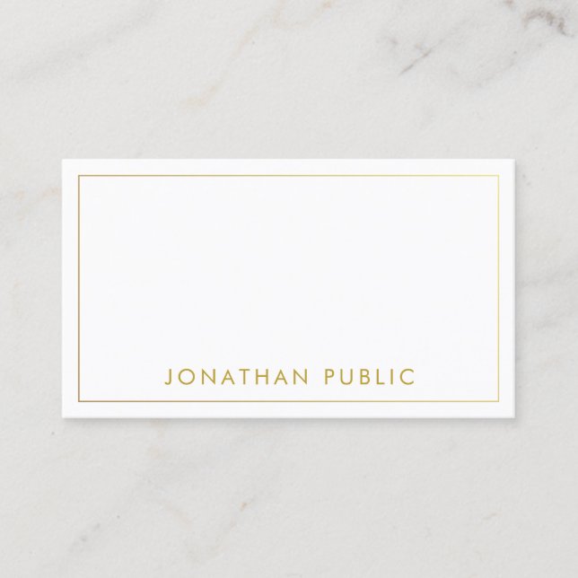 Modern Elegant Minimalist Template Gold Name Text Business Card (Front)