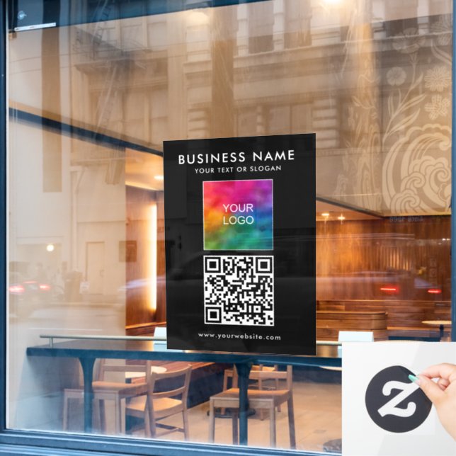 Modern Elegant Minimalist Template QR Code Logo Window Cling (Cafe Window)