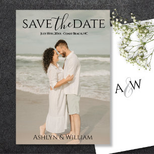 Modern Elegant Minimalist Typography Photo  Save The Date