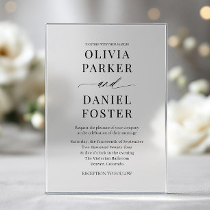Modern Elegant Minimalist Wedding Acrylic Invitations