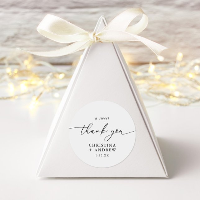 Modern Elegant Minimalist Wedding  Classic Round Sticker (Creator Uploaded)