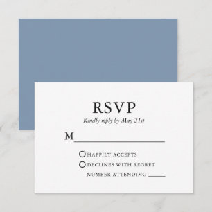 Modern Elegant Minimalist Wedding Dusty Blue RSVP Card