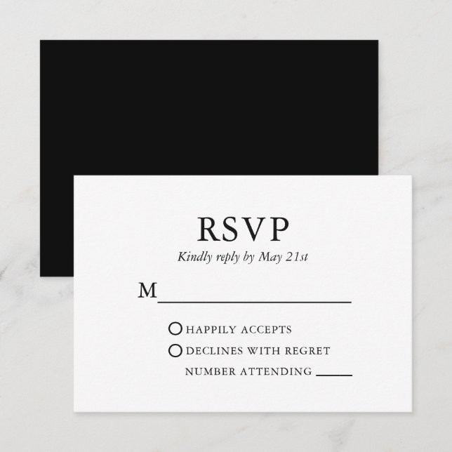 Modern Elegant Minimalist Wedding RSVP Card (Front/Back)