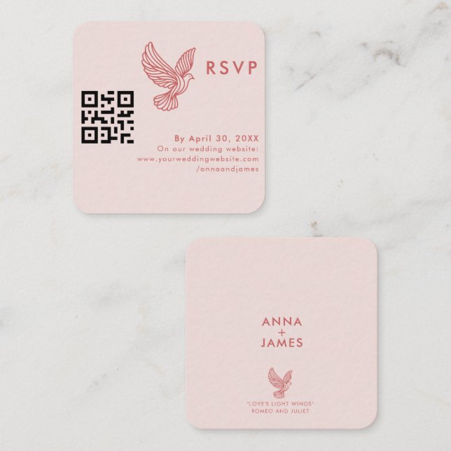 Modern Elegant Minimalist Wedding RSVP QR Code Enclosure Card (Front/Back)