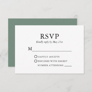 Modern Elegant Minimalist Wedding Sage Green RSVP Card