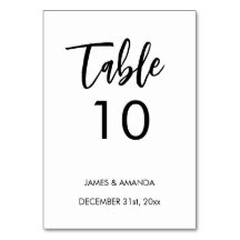 Modern Elegant Minimalist Wedding Table Number