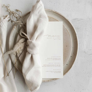 Modern Elegant Minimalist White Wedding Menu