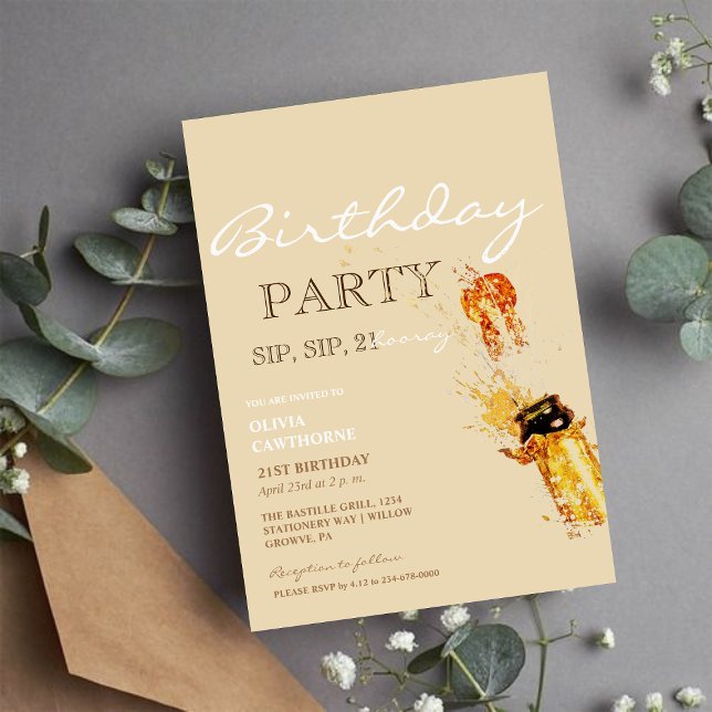 Modern Elegant Minimalistic 21st Birthday Party  Invitation (Creator Uploaded)
