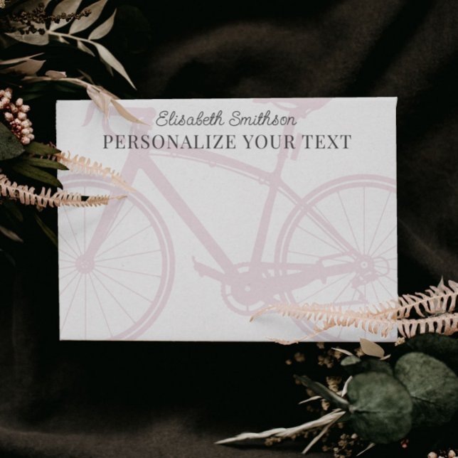 Modern Elegant Minimalistic Bicycle Pink Personal Stationery (Creator Uploaded)
