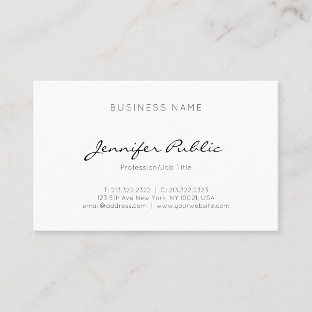 Modern Elegant Minimalistic Professional Sleek Top Business Card (Front)
