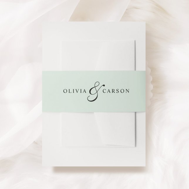 Modern Elegant Mint Black Custom Monogram Wedding Invitation Belly Band (Creator Uploaded)