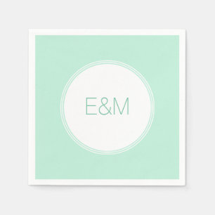 Modern Elegant Mint Green Template Monogram Napkin