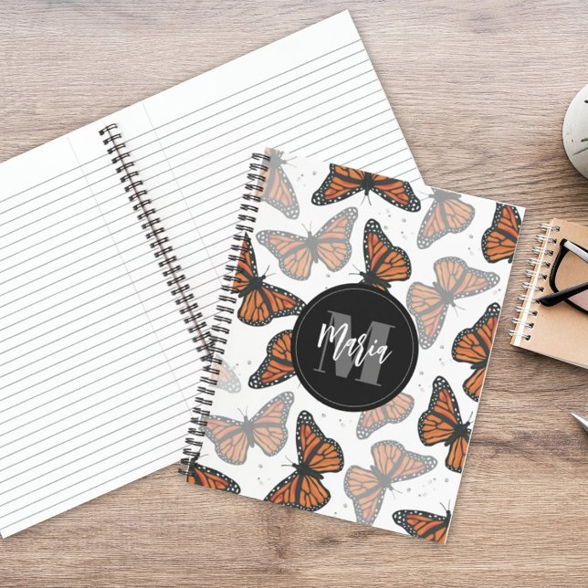 Modern Elegant Monarch Butterfly Monogrammed Notebook (Creator Uploaded)