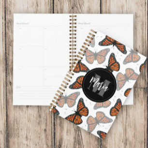 Modern Elegant Monarch Butterfly Monogrammed Planner
