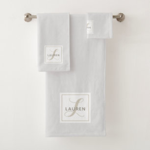 Modern Elegant Monogram Bath Towel Set