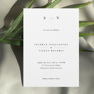 Modern Elegant Monogram Black and White Wedding Invitation