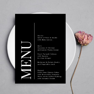 Modern Elegant Monogram Black White Wedding Menu